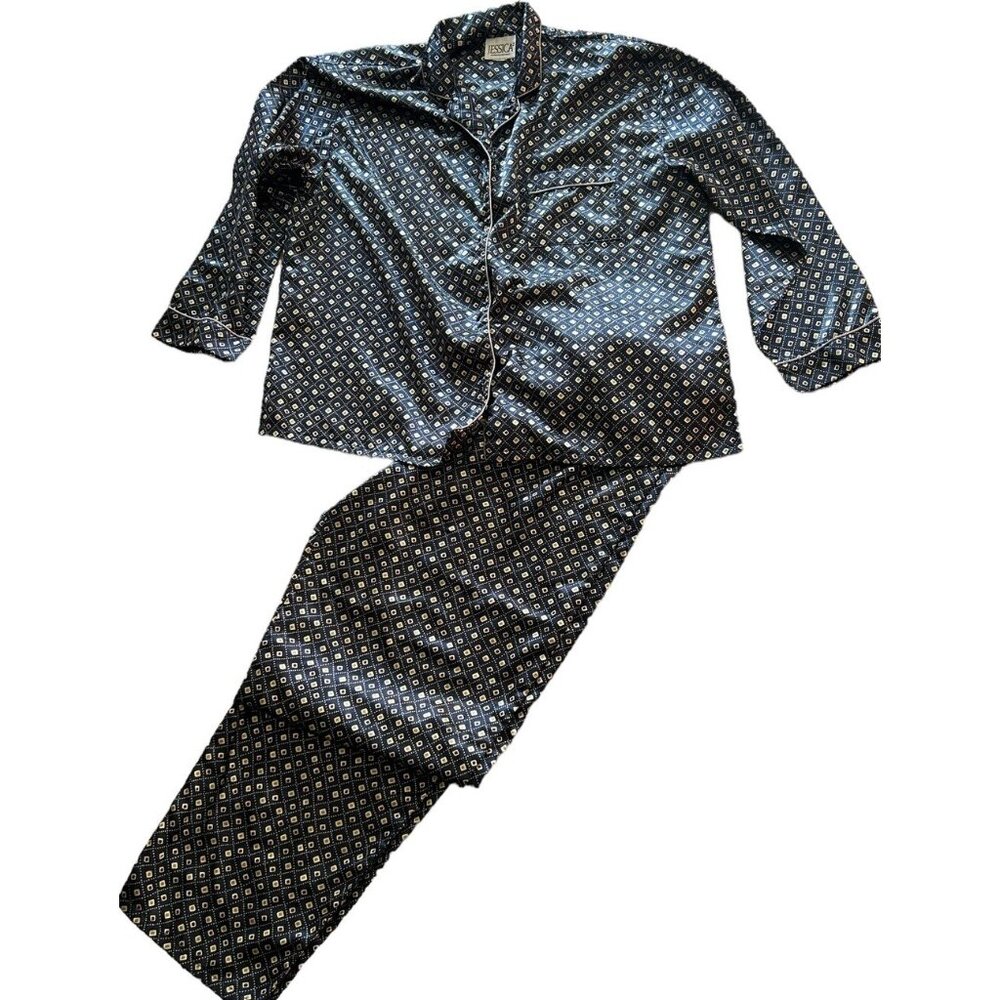 Vtg 2 Piece Pajama Set Regal Satin Vintage Y2K Womens XL Extra Large 18 Jessica
